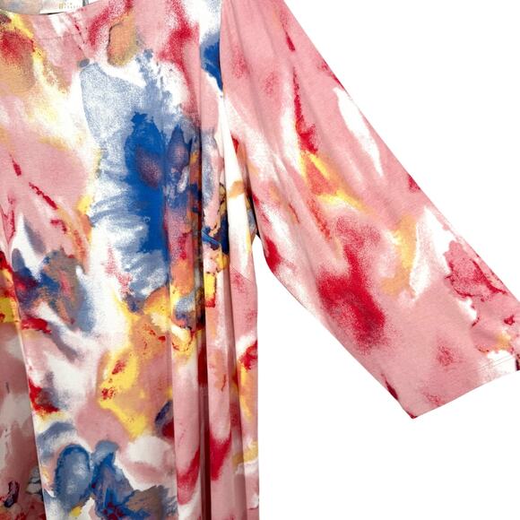 Belle by Kim Gravel Plus Size 2X Colorful Tropical Pink Floral Blouse Shirt Top - Picture 5 of 8